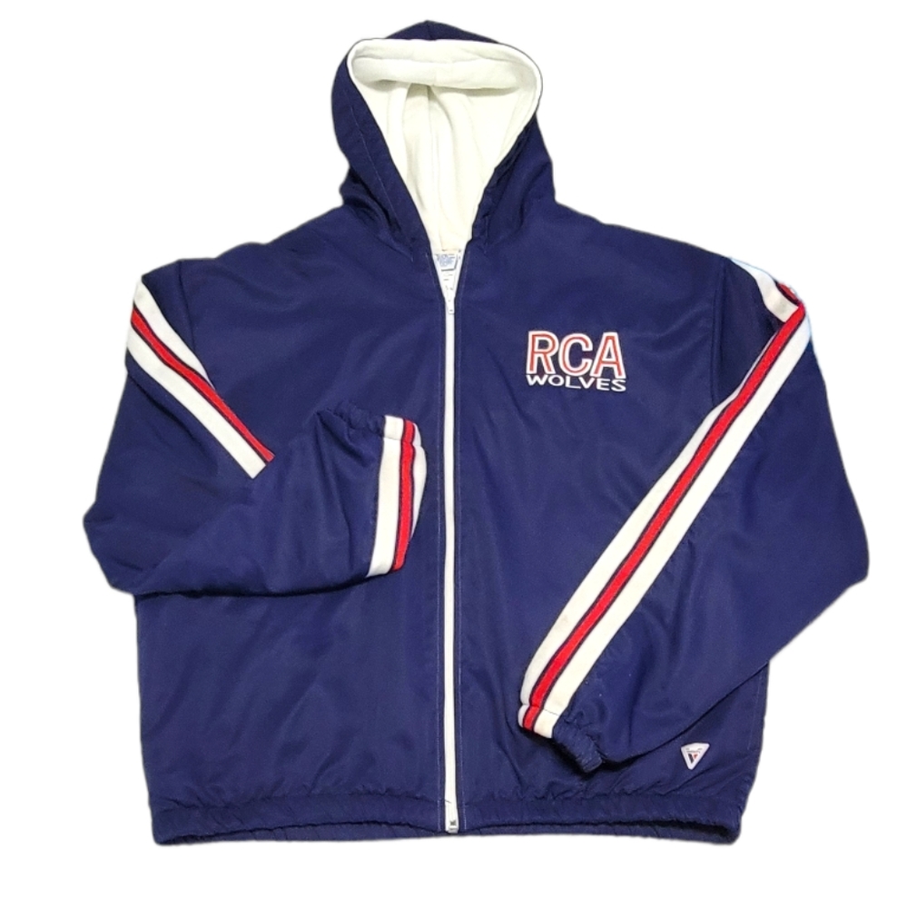Varsity Navy Blue RCA Wolves‎ Full Zip Hoodie Jacket Size XL
